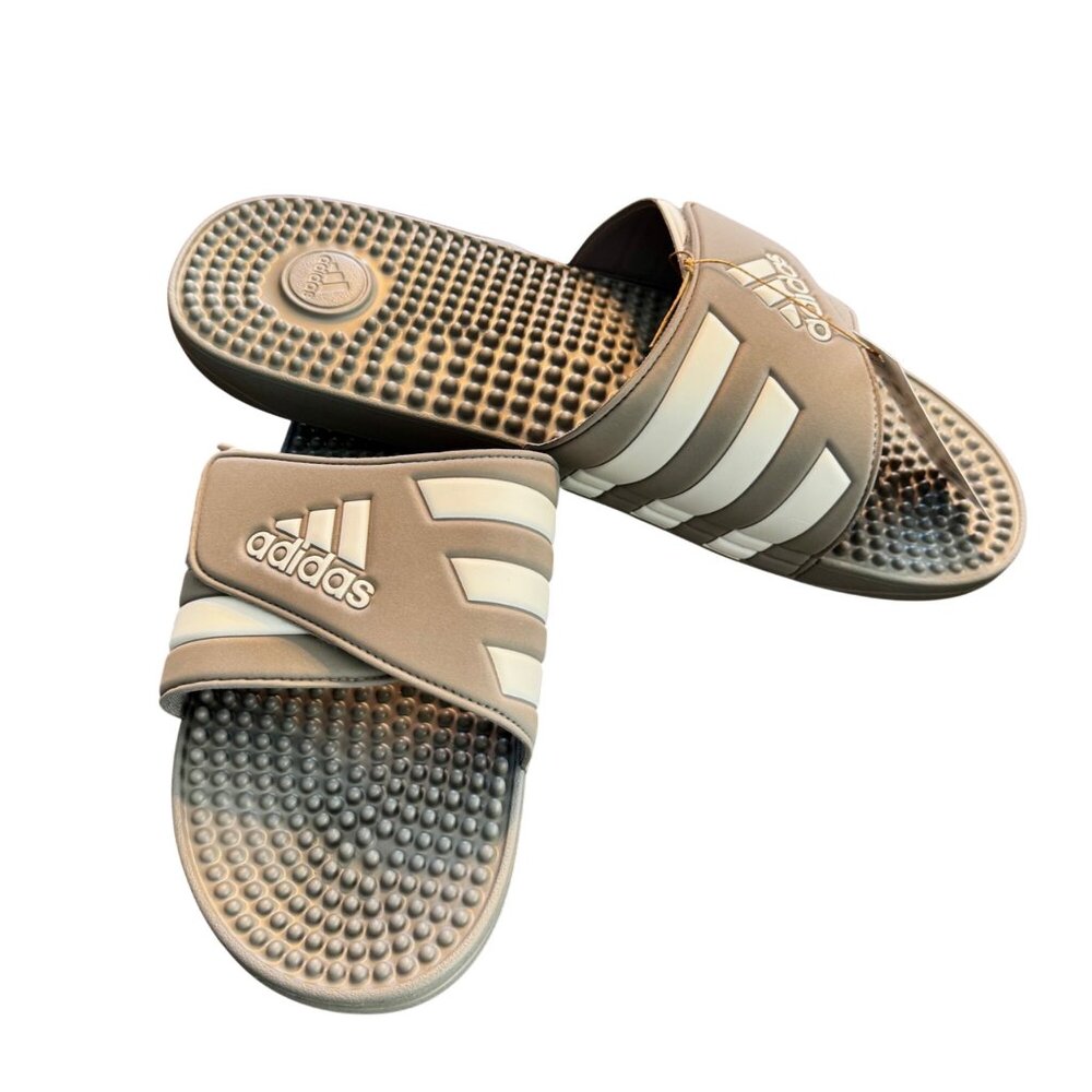Adidas Adissage Slides Grey White Massage Sandals Mens Size 17 - Picture 5 of 9
